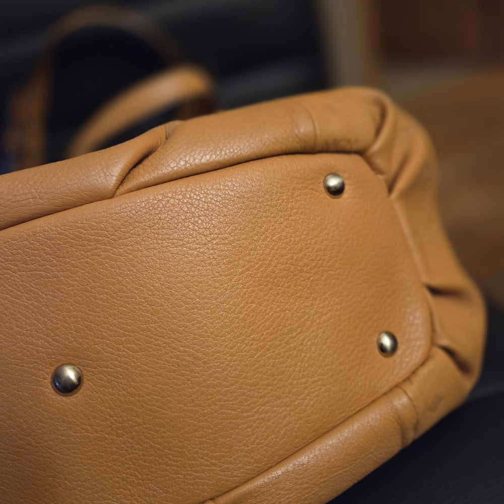 Authentic MCM Leather Drawstring Bucket Bag, often referred as Hobo Crossbody - Picture 8 of 15